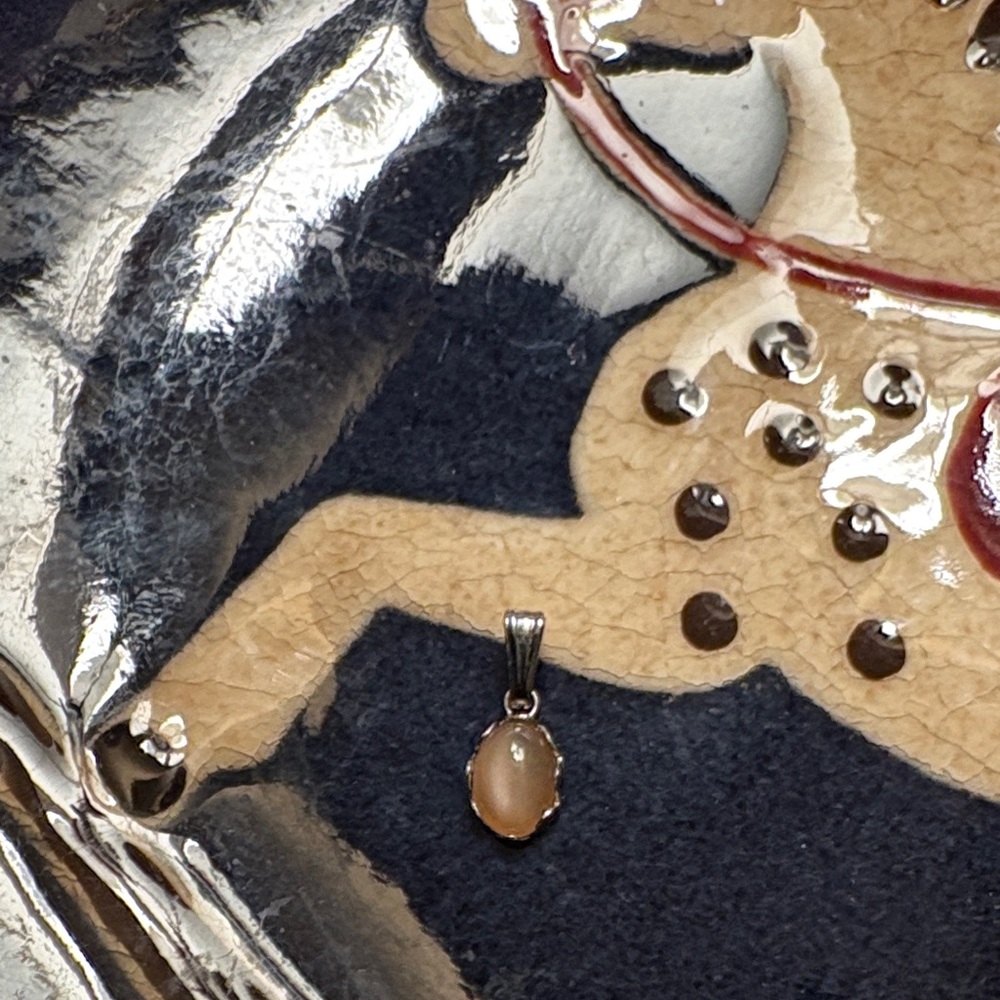 14k white Tiny Moonstone Pendant